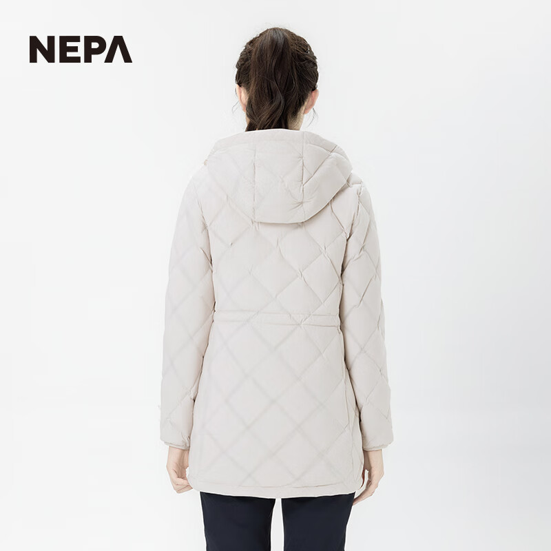 NEPA耐葩韩国进口秋冬户外女士轻量可脱卸帽防风羽绒服7K82051 浅沙色J09 XXS 155/80A(085)