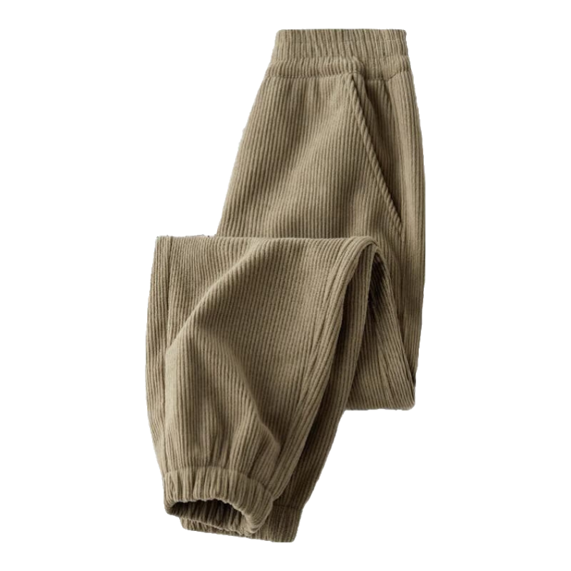 巴布豆兒童褲子秋冬季男童加絨保暖女童燈芯絨長褲時(shí)尚寬松潮流童裝 【春秋款】卡其 150