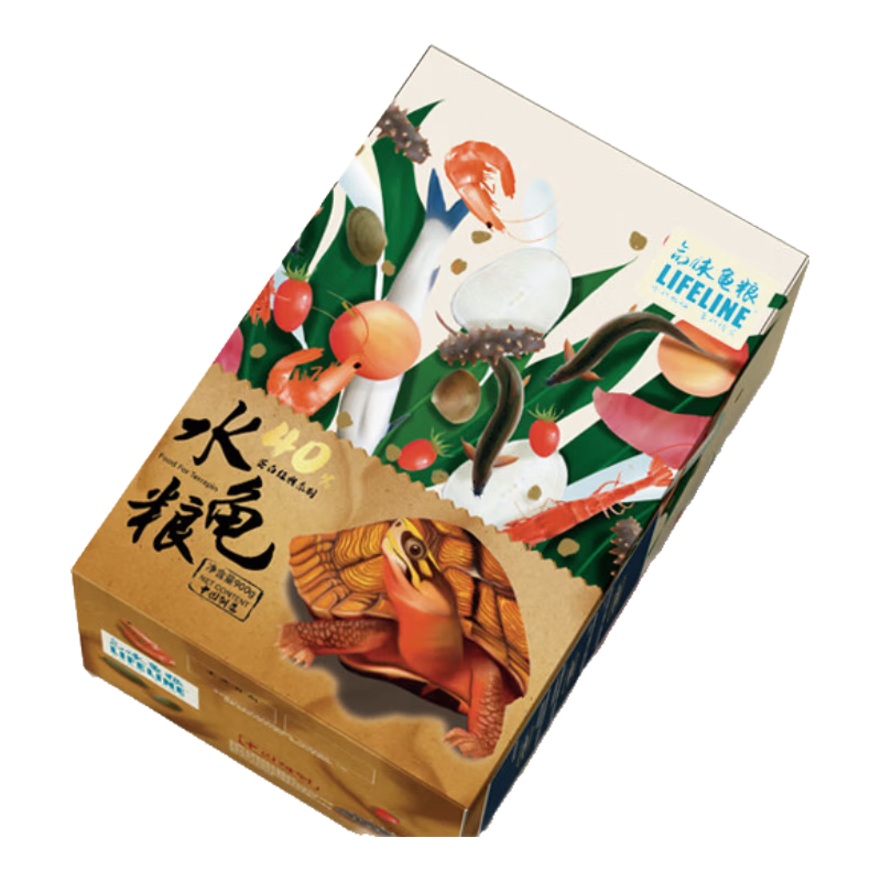 LIFELINE命脈40%蛋白烏龜飼料龜糧通用巴西草龜馬祖瑞幼龜海豚中華草地龜 全新升級40%蛋白經(jīng)典扁平水龜糧900g
