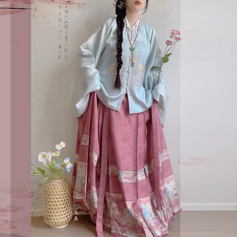 翊尚美马面裙汉服女全套原创成人秋季新款明制国风套装女小个子方领 春日桃粉【明制原创正版套装】 XL 【适合130-145斤】 京东折扣/优惠券