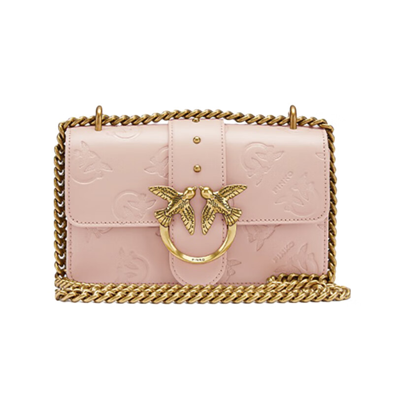 PINKO女士粉色牛皮金手提包100074-A13A-O81Q送女友送禮禮物輕奢包包