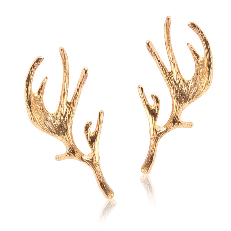 韩版男士鹿角领针男式胸针婚礼节庆新郎西装西服胸章 金色鹿角胸针