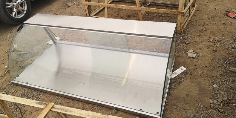 定做不锈钢防尘罩玻璃罩子熟食柜小吃店摆摊卤味肉玻璃柜台展示柜 B款前弧形封闭后带门属于定