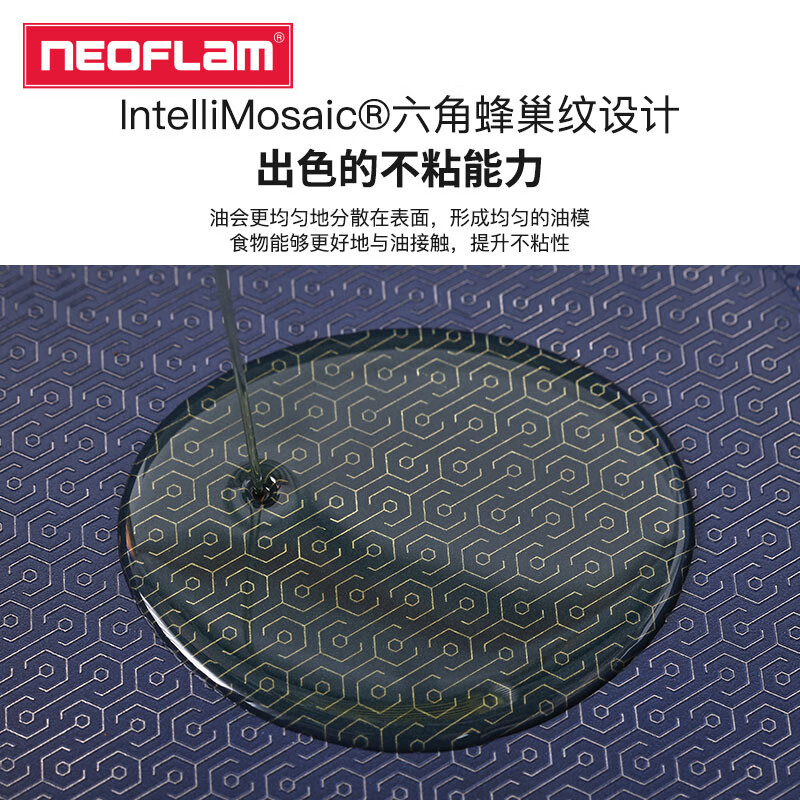 Neoflam不锈钢陶瓷涂层不粘煎锅煎蛋煎牛排锅家用平底锅燃气电磁炉通用 蓝色 24cm