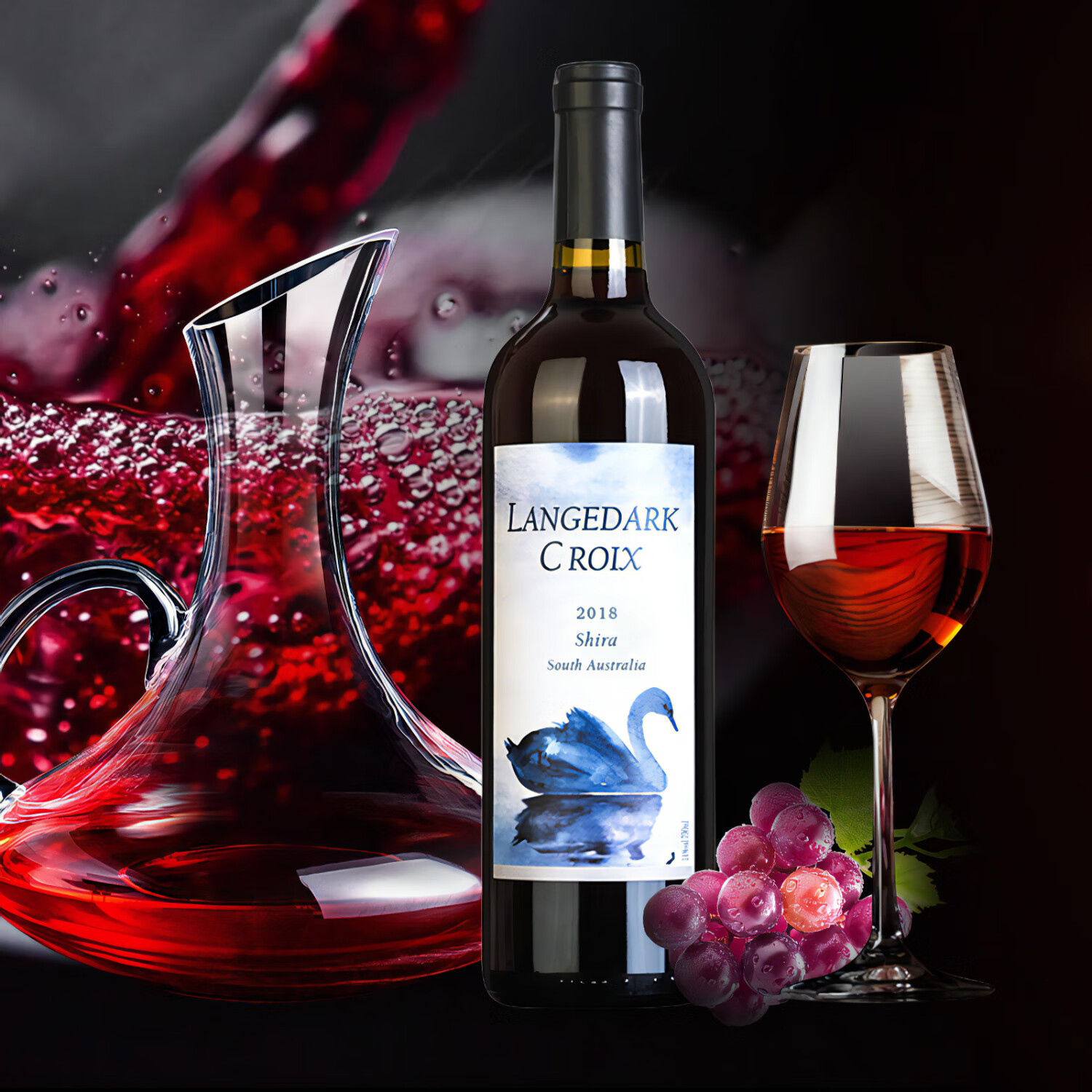 拉格德克红酒澳洲干红葡萄酒拉格德克蓝天鹅14度果香浓郁原酒进口红酒送礼 爆款热销-750ml*2支礼盒装