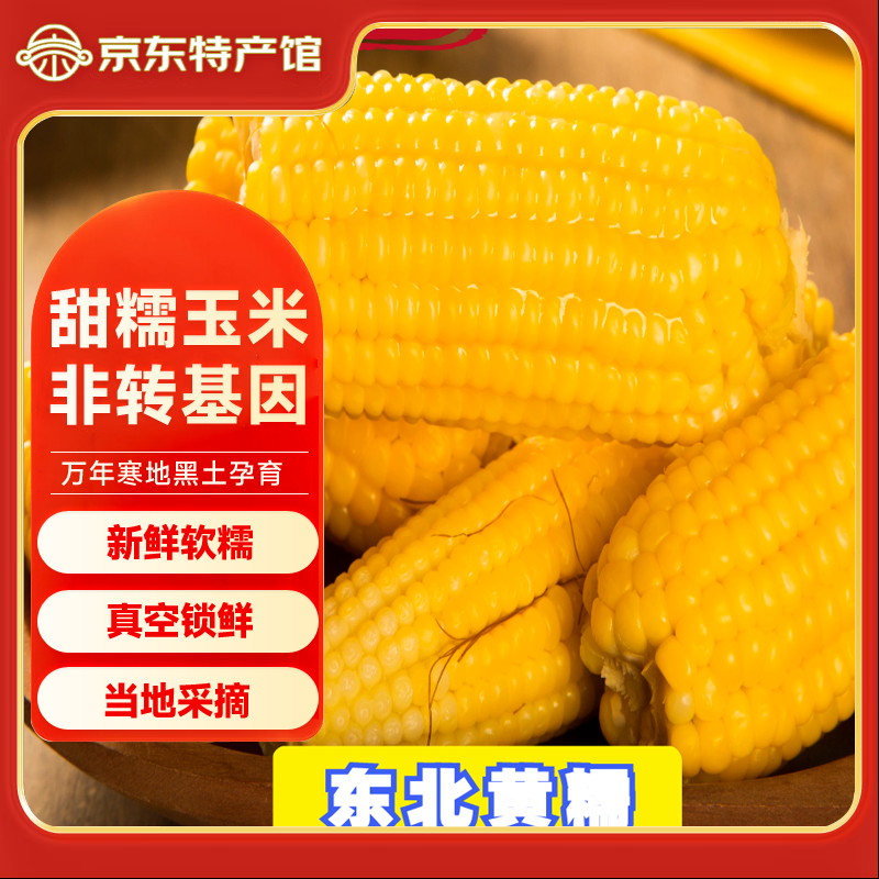 王老宝东北黄糯玉米 甜糯玉米棒 新鲜真空 包装加热黏玉米 东北黄糯玉米 东北黄糯玉米170-200g 10个