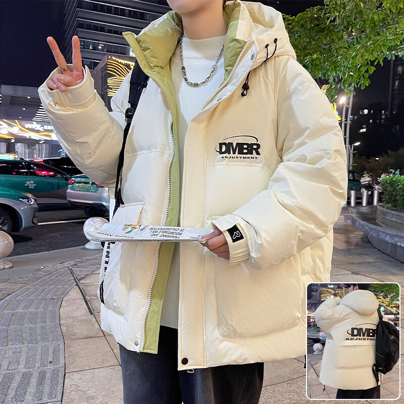 烏拓yu羽絨服男青少年冬季2024新款輕薄連帽外套加厚保暖防寒衣服 9006米綠新國標(biāo)90%白鴨絨 S 165 (約95~110斤可穿)
