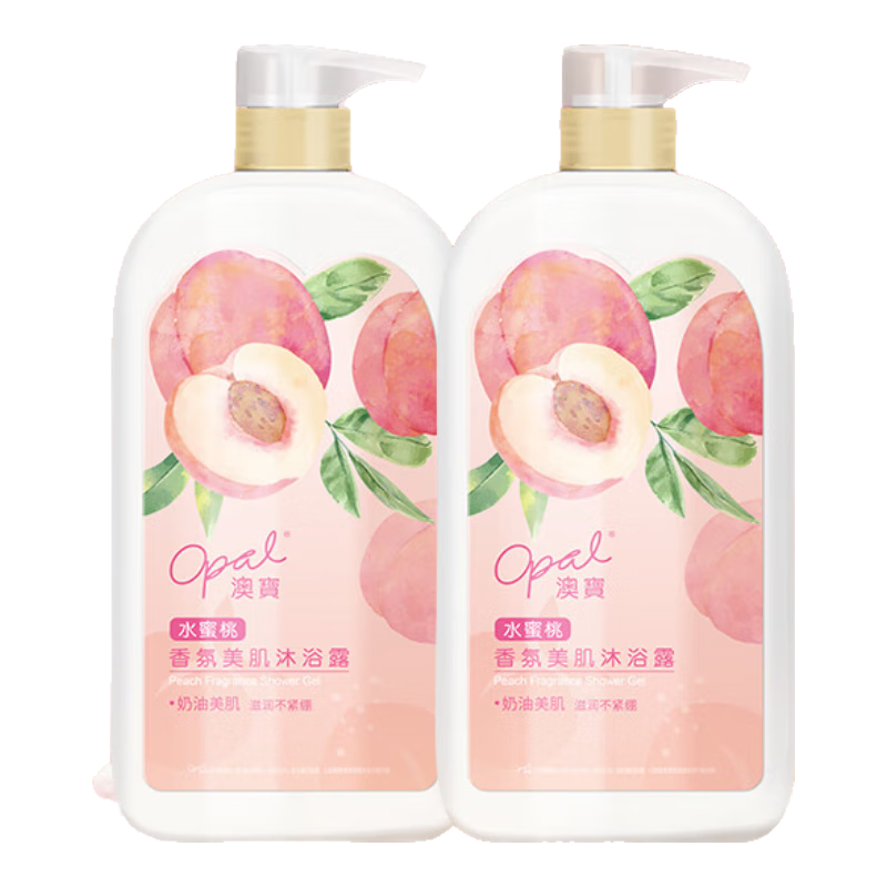 澳寶植萃沐浴露保濕補(bǔ)水滋潤美肌持續(xù)留香家庭裝沐浴液男女士通用 水蜜桃香氛沐浴露 940g 2瓶 940g