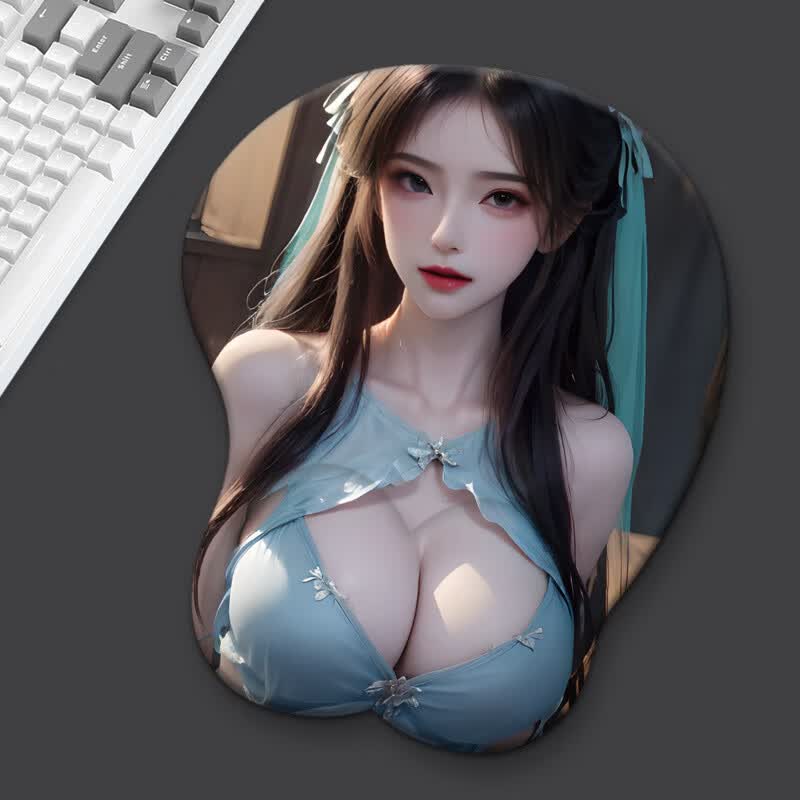 小洁匠选鼠标垫3d胸禁欲系女生3d胸鼠标垫桌面游戏diy二次元立体超大硅胶护腕电竞 02材质升级更大更软