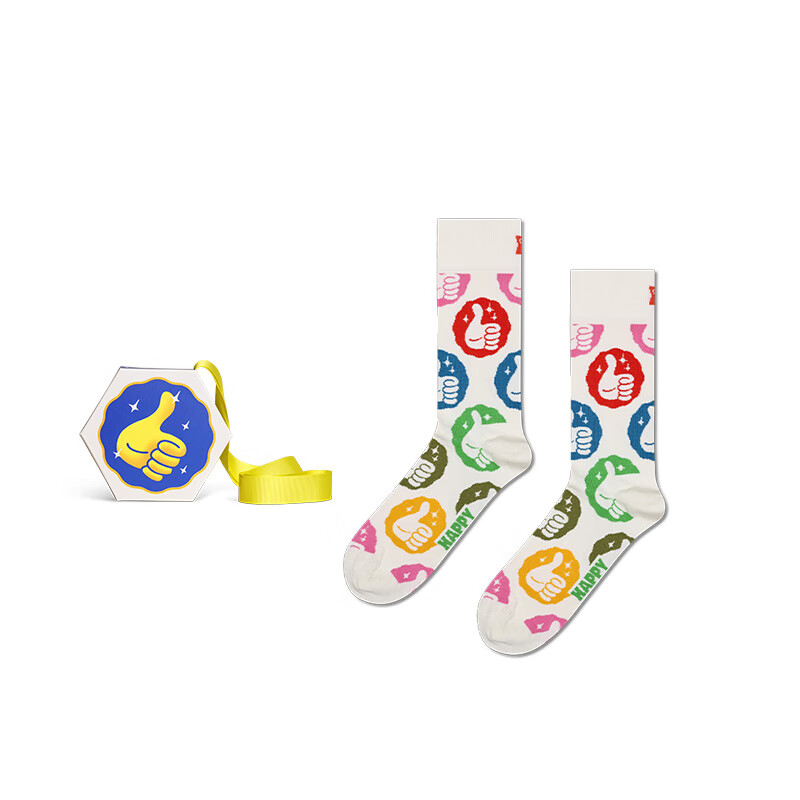 Happy Socks【多巴胺礼盒】Happy Socks25年新款秋冬款奖牌中筒袜 奖牌袜 1双 M 36-40