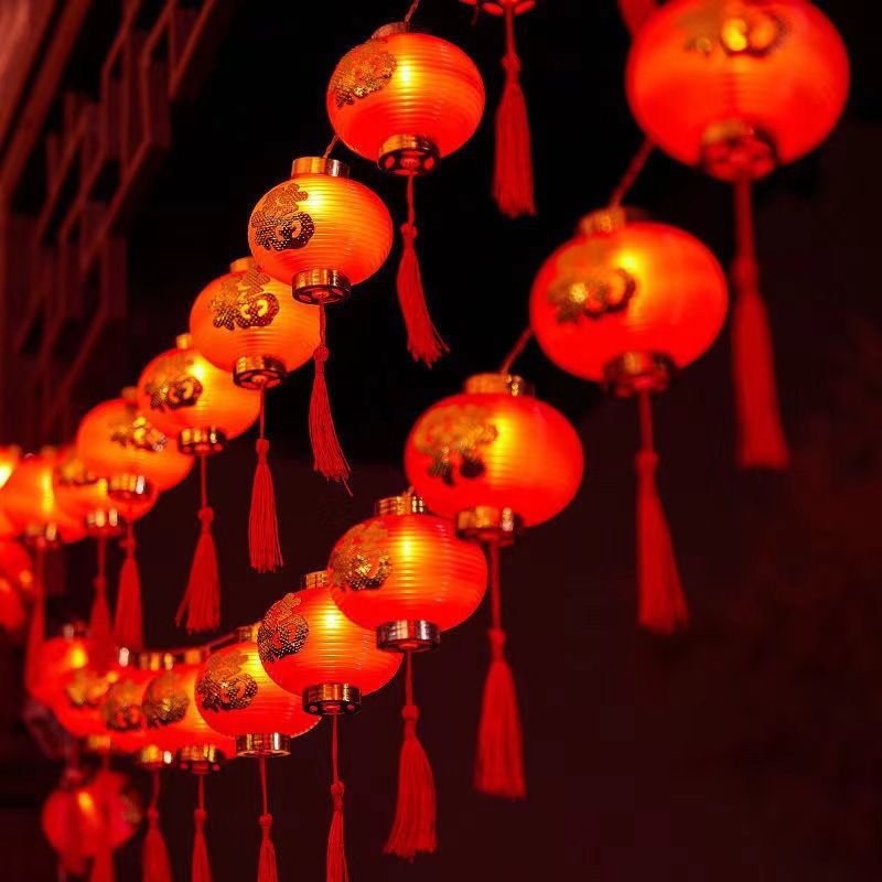 丞明新年福字紅燈籠燈串春節(jié)家用彩燈閃燈串燈小燈籠中國結過年裝飾燈 暖光福字圓燈籠 高亮燈珠5米16燈插電款可串聯(lián)