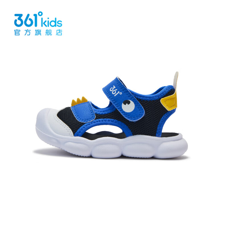 361°【商场同款】童鞋男童休闲沙滩凉鞋年夏季新款幼童凉鞋 碳黑/东方蓝色 27