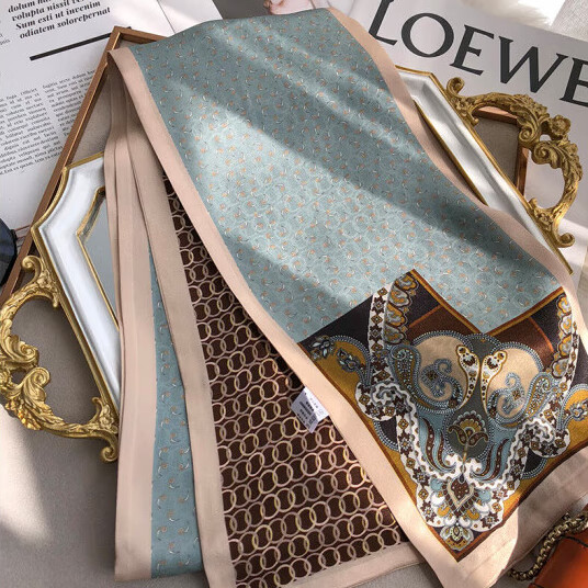 BGUG真丝丝巾女高档桑蚕丝长巾实用母亲节送妈妈老婆长辈女友生日礼物 埃及圈圈