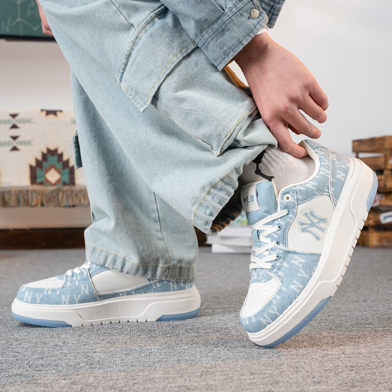 MLB官方板鞋女鞋子 情侣学长鞋透气休闲鞋老花运动鞋潮鞋 3ASXS015N 纽约洋基队/蓝色 43 (275mm)