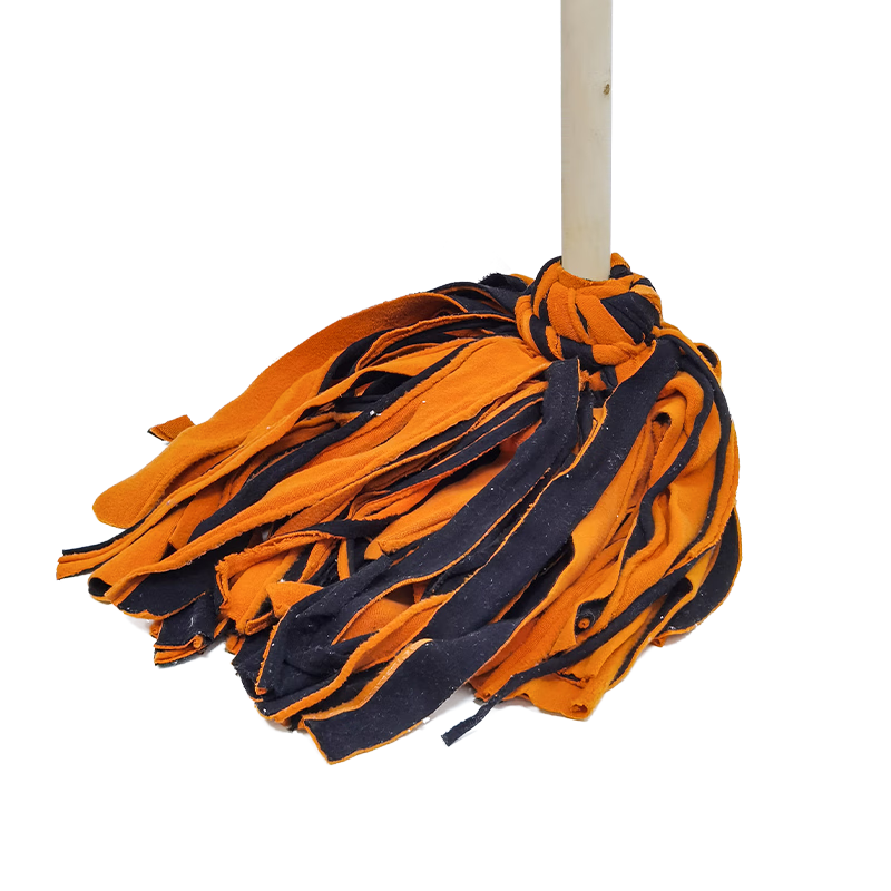 安赛瑞老式木柄圆头拖把 木头钢丝扎拧绒布拖把 加密加厚干湿两用墩布拖把 颜色随机 混色绒布 7A00004