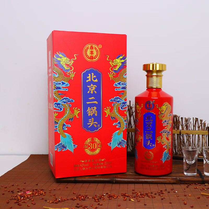 永丰牌北京二锅头酒清香型白酒纯粮白酒礼盒装 42度 500mL 1瓶 珍藏30
