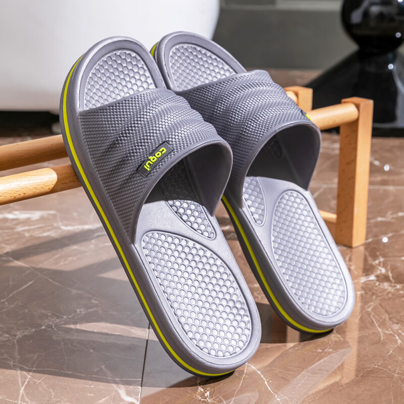 酷趣(Coqui)涼拖鞋男女夏季室內洗澡軟底防滑防臭家居家用浴室拖鞋 碳灰-新材料 42 43【正碼】