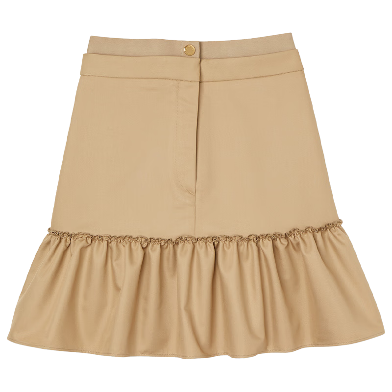 SANDRO女裝法式氣質(zhì)優(yōu)雅高腰荷葉邊半身短裙SFPJU00779 14/沙色 36
