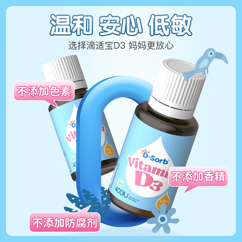 D-Sorb维生素d3滴剂400IUvd3加拿大原装进口D3滴剂2.8ml 【400IU】 2.8ml*1瓶