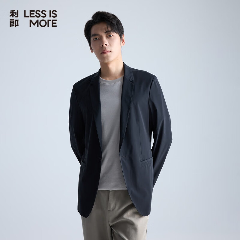 利郎【高弹易打理】西服男士轻薄耐磨舒适顺滑西装外套黑色175A
