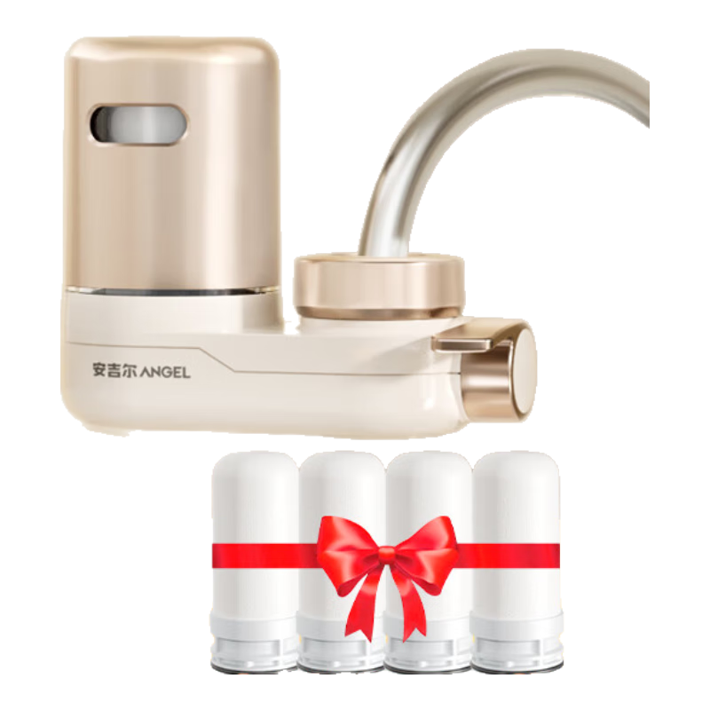 安吉尔【肖战代言】陶瓷水龙头净水器净化家用自来水过滤器除异味异色净水机 一机四芯套装 LT3672-CF30