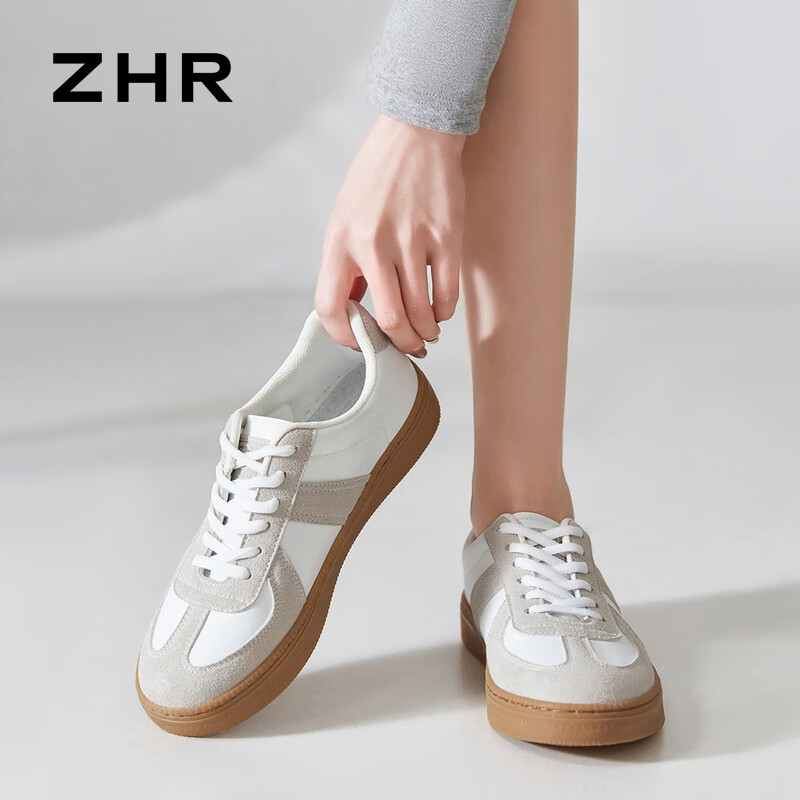 ZHR复古德训鞋女2025年春季新款女鞋情侣款鞋子运动鞋轻便休闲鞋女潮 白灰色 39