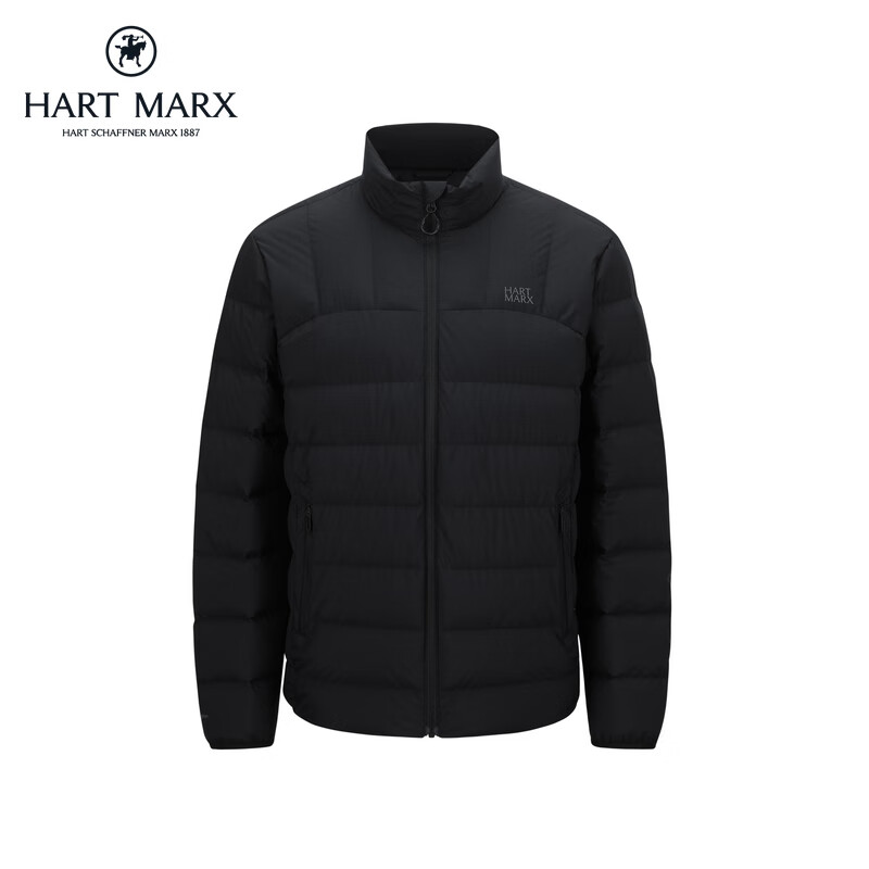 哈特马克斯防钻绒85%白鹅绒轻薄弹力锁温防风保暖羽绒马甲 耀岩黑 L