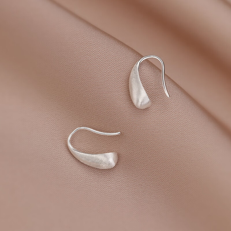 银奥925纯银水滴耳环女小众设计感独特耳钉2024新款耳钩耳饰 925银拉 丝水滴耳环