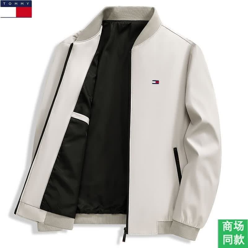 TOMMY JEANS汤米希凯利男士夹克春秋新款立领休闲中年商务男装上衣 黑色 L 110-125斤