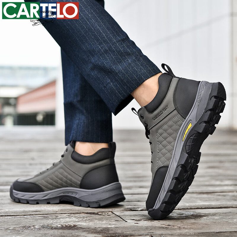 卡帝乐鳄鱼男鞋秋冬季新款男士休闲皮鞋时尚运动休闲鞋百搭舒适旅游鞋子 浅军 5609 39