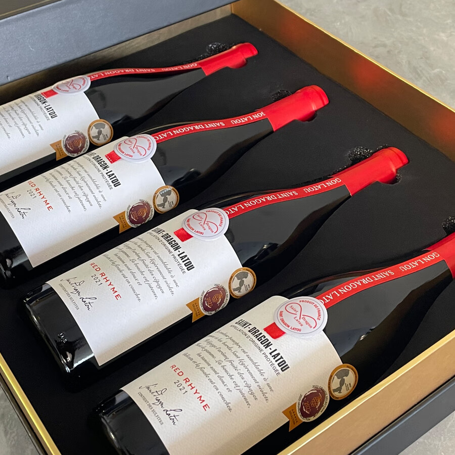 圣龙拉途法国进口红酒AOP干红葡萄酒2021年份赤霞珠混酿750ml 4支礼盒装