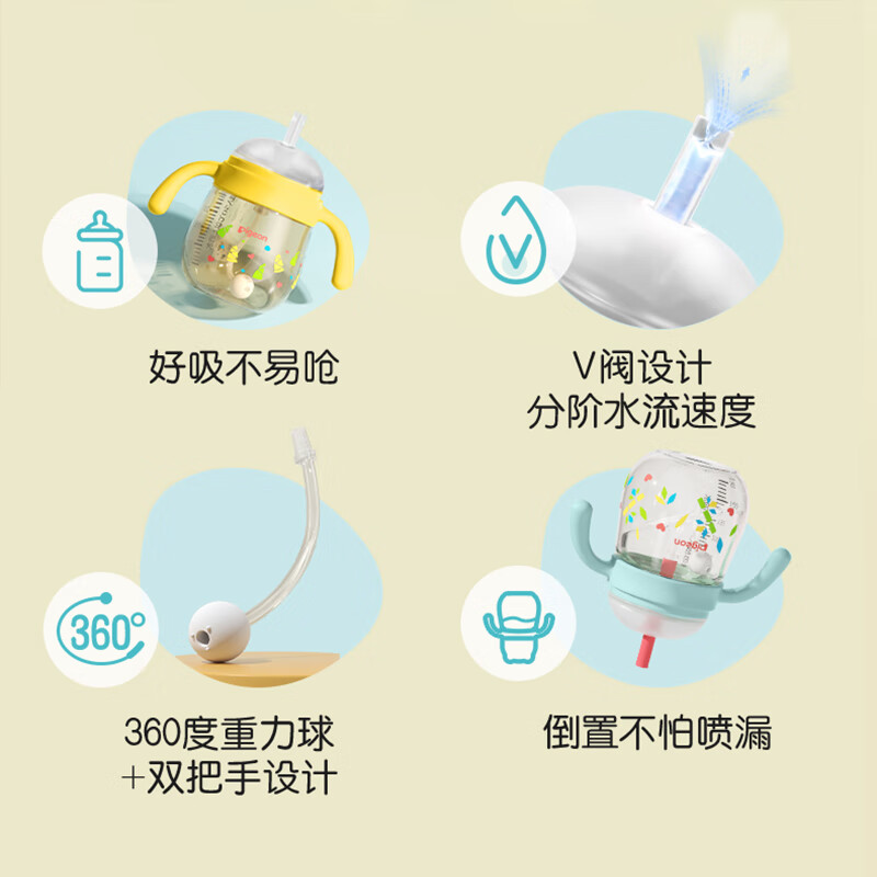 贝亲水杯 儿童牛奶杯 宝宝喝水喝奶学饮熊猫杯 PPSU直饮奶瓶吸管杯  熊猫吸管杯 300ml （7个月+）