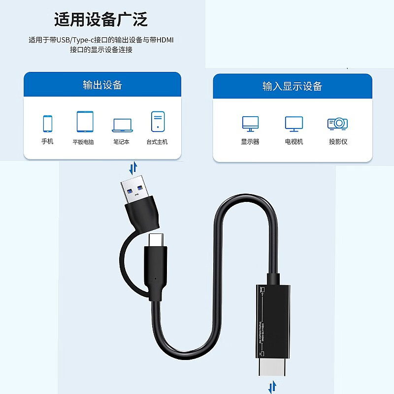春程USB3.0 Type-c双头转HDMI线转换器高清视频线 转接线手机电视显示器连接线三屏同屏分屏异显共享线 黑色 3条 3米