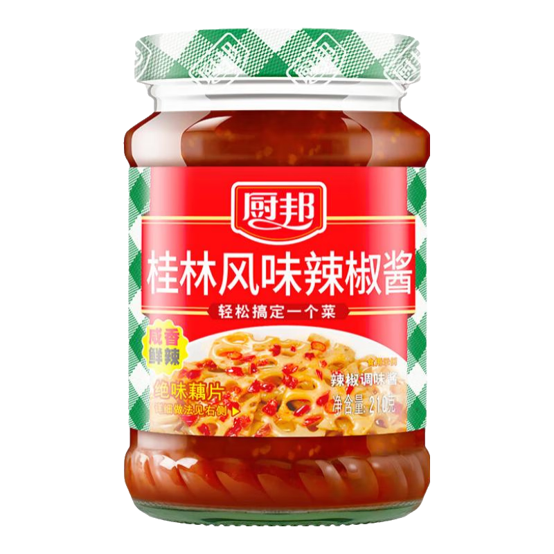 廚邦黃豆醬桂林風(fēng)味辣椒醬霸王辣椒醬廣式調(diào)味醬咸香鮮辣涼拌燒烤蘸料 廚邦桂林風(fēng)味辣椒醬210g-圖2