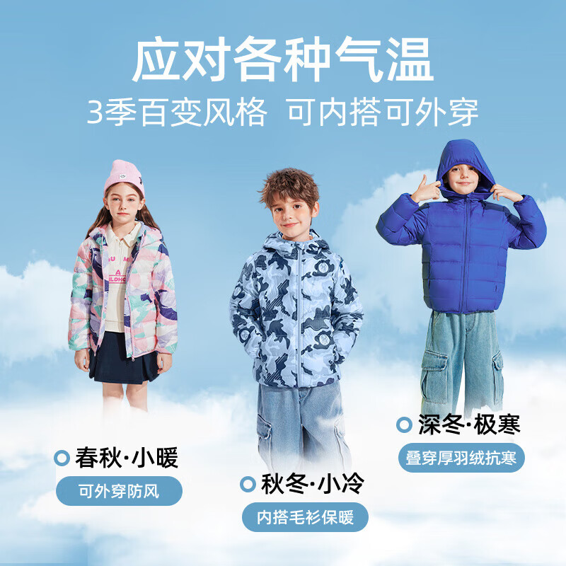 雪中飞(SNOWFLYING)儿童轻薄羽绒服男童保暖防寒新款童装中大童女童薄款冬外套 冰山雪地 170