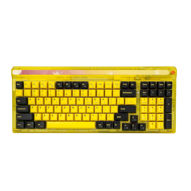 新貴（Newmen） GM980三模機械鍵盤五腳熱插拔98配列Gasket結(jié)構(gòu)透明客制化鍵盤 烈日 凱華BOX白軸