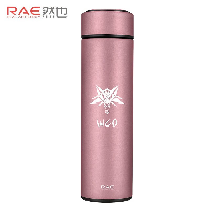然也（RAE）保溫杯男女大容量水杯304不銹鋼內(nèi)膽帶茶隔WCO系列商務(wù)便 粉紅色(r3323) 0ml