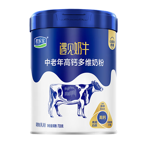 君乐宝遇见奶牛中老年成人奶粉0添加蔗糖高钙高蛋白高膳食纤维奶粉700g