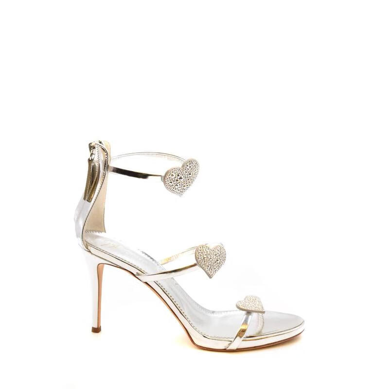 giuseppe zanotti/朱塞佩·萨诺第意大利制造黑色皮革水晶装饰高跟