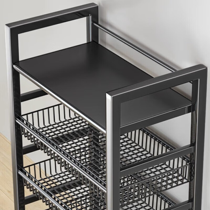 邦林纳厨房置物架子多层落地可移动小推车蔬菜收纳架家用多功能用具大全 60长3网1板【加厚款】送挂盒 京东折扣/优惠券