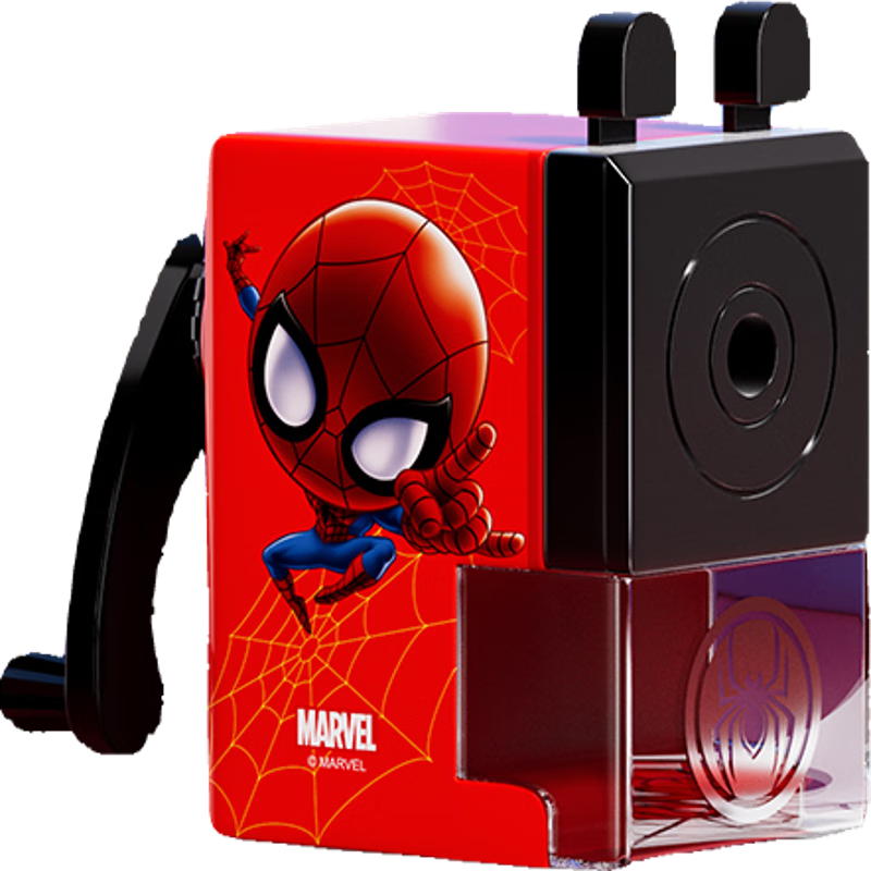 迪士尼（Disney）学生削笔机 自动进铅转笔刀 简约手摇削笔器/卷笔刀/削笔刀小学生文具 蜘蛛侠A73092-A3X