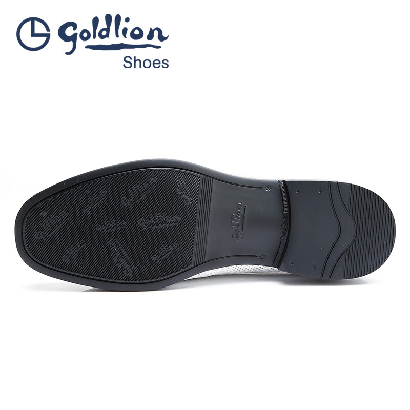 金利来(Goldlion)白色凉鞋男 夏季男士冲孔凉皮鞋 圆头套脚镂空透气商务休闲鞋 白色 39 比标准码皮鞋偏大一码