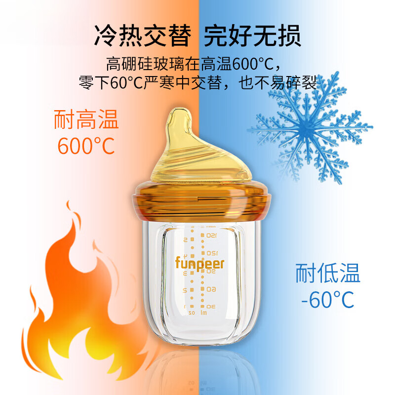 煦凛【日本】玻璃奶瓶0-6-12个月以上新生儿防呛防胀气宽口径宝宝专用 樱花粉240ml-3滴(6-12个月)送Y型奶嘴