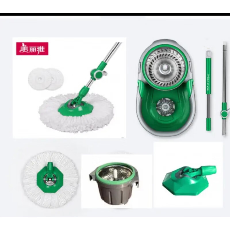 干湿两用免手洗手压式绿行星旋转甩水拖把拖布头 圆布10个装