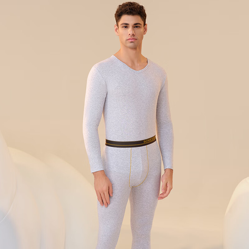 舒雅（Schiesser）男士舒美棉3A抗菌长袖长裤保暖秋衣秋裤套装E5/23918W E5/23924W【V领】花灰 无门襟 XL 【80-90公斤】
