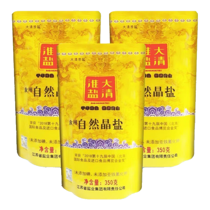 大清淮盐大清淮盐食用自然晶盐未加碘350g调味家用优 新老包装随机介意淮盐6袋