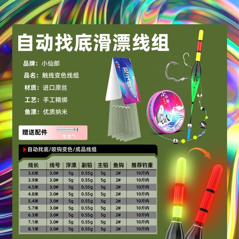 筏芯自动找底滑漂线组电子免调变色醒目日夜两用加粗加固高敏远投浮漂