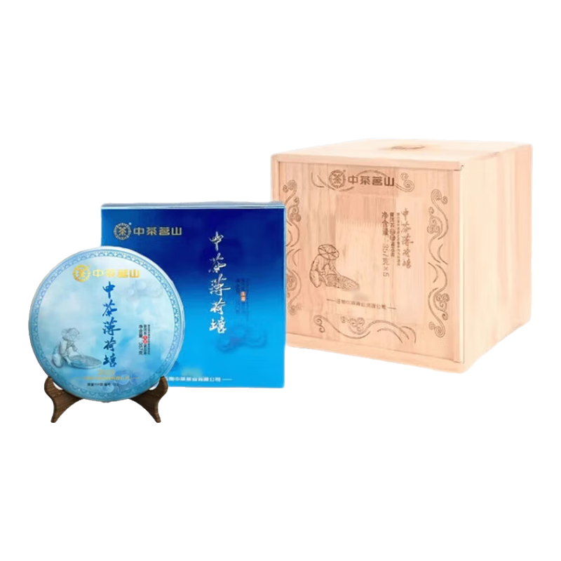 中茶茗山 云南普洱茶葉 2023年薄荷塘易武曼撒早春古樹生茶餅 整提裝 357克 * 5餅