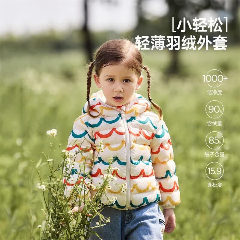 威尔贝鲁（WELLBER）儿童羽绒服冬季2023新款宝宝新款轻薄外套男童女童棉服上衣外出厚 彩色波浪 90/52怎么看?