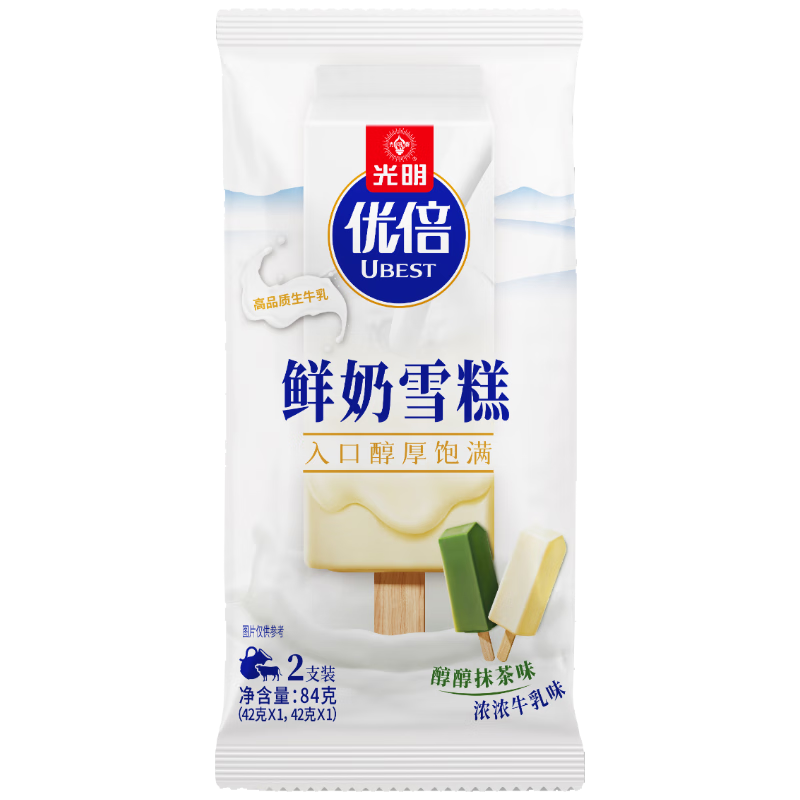 光明牌优倍鲜奶雪糕 42g*6支 醇醇抹茶味 浓浓牛乳味冰淇淋冷饮25年生产